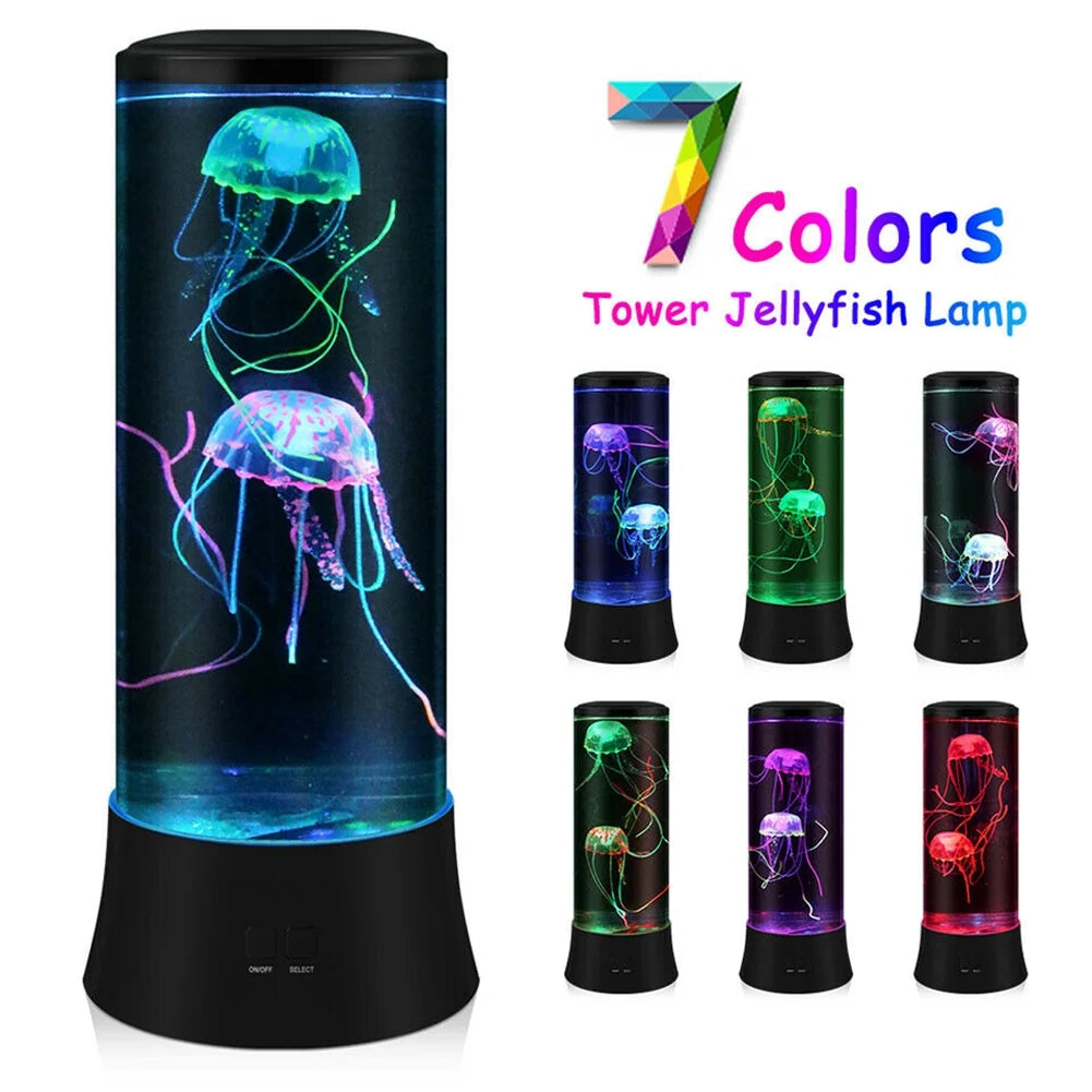 15" Jellyfish Lamp, LED Fantasy Jelly Fish Light, 7 Color Setting Jellyfish Tank Table Lamp