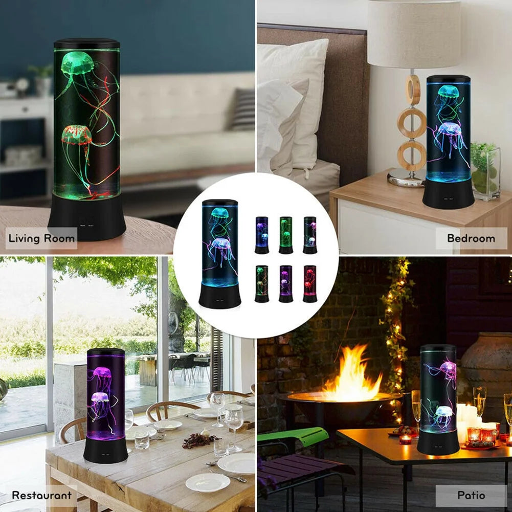 15" Jellyfish Lamp, LED Fantasy Jelly Fish Light, 7 Color Setting Jellyfish Tank Table Lamp